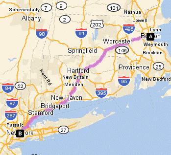 Mappa viaggio a Boston
